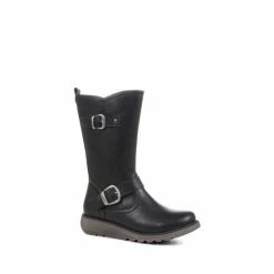 Pavers Wedge Heel Black Calf Boots