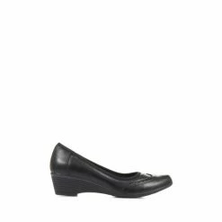 Pavers Wedge Black Court Shoes