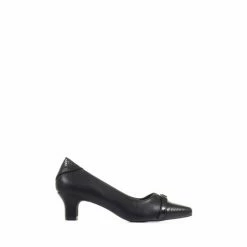 Pavers Low Heeled Black Court Shoes