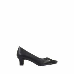 Pavers Black Block Heeled Court Shoes