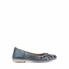 Pavers Ladies Cut Out Leather Ballerina Pumps Blue