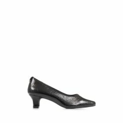Pavers Black Heeled Court Shoes