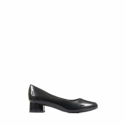 Pavers Block Black Heel Court Shoes