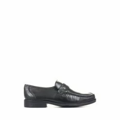 Pavers Black Men's Wider Fit Leather Loafers
