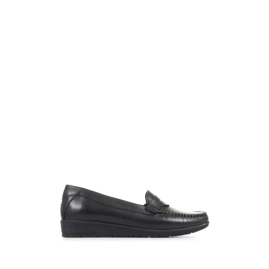 Pavers Wide Fit Leather Penny Black Loafers 1 Pavers Wide Fit Leather Penny Black Loafers