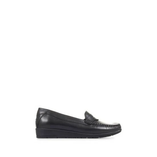 Pavers Wide Fit Leather Penny Black Loafers 6 Pavers Wide Fit Leather Penny Black Loafers - Image 6