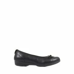 Pavers Wide Fit Flat Black Ballet Shoes