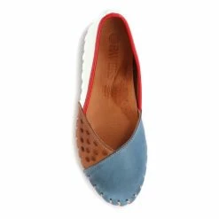 Pavers Denim Tan White Leather Ladies Slip-On Shoes -Pavers Sales Store unnamed file 1208
