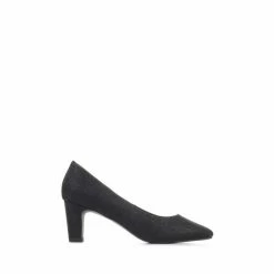 Pavers Heeled Black Court Shoes