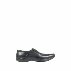Pavers Black Wide Fit Leather Slip On Shoes
