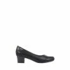 Pavers Block Heeled Black Court Shoes