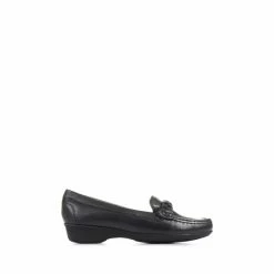 Pavers Casual Leather Black Moccasin Shoes