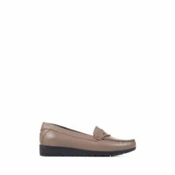 Pavers Wide Fit Leather Brown Penny Loafers