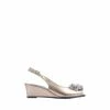 Pavers Natural Slingback Peep-Toe Wedge Heels