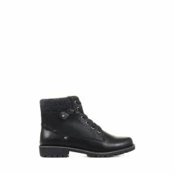 Pavers Black Lace-Up Ankle Boots