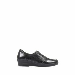 Pavers Leather Slip On Black Shoes
