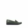 Pavers Wide Fit Green Leather Penny Loafers