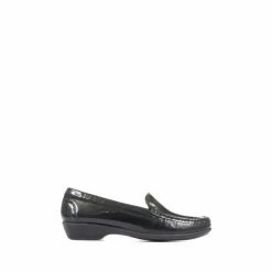 Pavers Black Lightweight Leather Slip-On Shoes