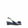Pavers Blue Slingback Peep-Toe Wedge Heels