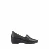 Pavers Black Leather Slip On Shoes
