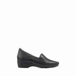 Pavers Black Leather Slip On Shoes