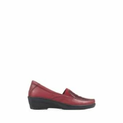 Pavers Red Leather Slip-On Shoes