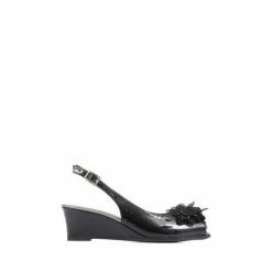 Pavers Slingback Peep-Toe Black Wedge Heels -Pavers Sales Store unnamed file 1633