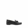 Pavers Wide Fit Black Leather Loafers With Tassel
