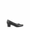 Pavers Block Heeled Black Court Shoes