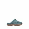 Pavers Blue Denim Ladies Touch-Fastening Leather Clogs