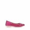 Pavers Womens Pink Cut Out Leather Ballerina Pumps
