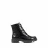 Pavers Wide Fit Lace-Up High-Shine Ankle Black Boots