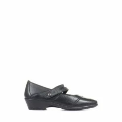 Pavers Wide Fit Leather Mary-Jane Shoes With Split Strap Navy