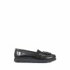 Pavers Ladies Black Flatform Loafers