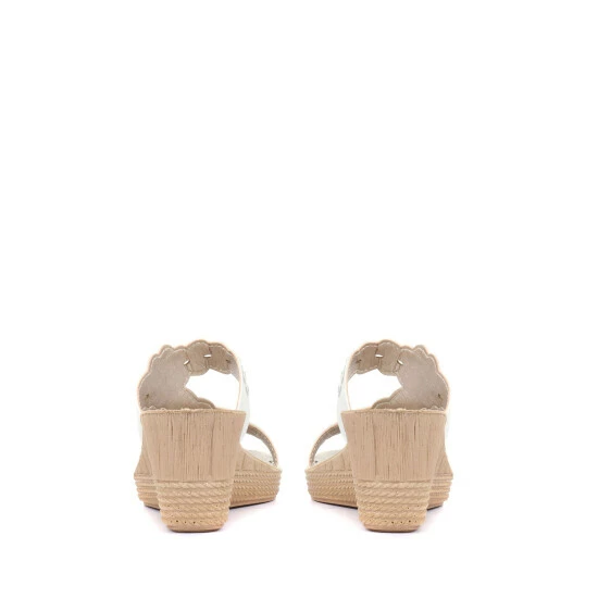Pavers Ladies White Wedge Mule Sandals 3 Pavers Ladies White Wedge Mule Sandals - Image 3