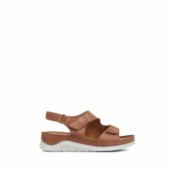 Pavers Fully Adjustable Leather Sandals Brown