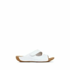 Pavers White Wide Fit Adjustable Leather Mules