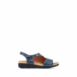 Pavers Blue Ladies Casual Leather Slingback Sandals