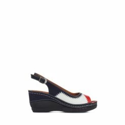 Pavers Blue Wide Fit Wedge Sandals