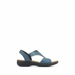 Pavers Blue Wide Fit Sling-Back Leather Sandals