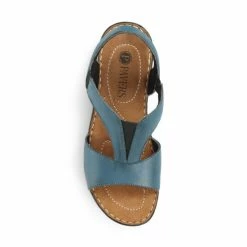 Pavers Blue Wide Fit Sling-Back Leather Sandals -Pavers Sales Store unnamed file 2047