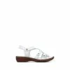 Pavers Ladies White Leather T-Bar Sandals