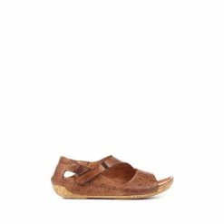 Pavers Brown Ladies Leather Flat Sandals