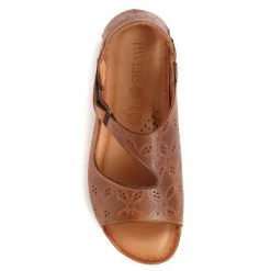 Pavers Brown Ladies Leather Flat Sandals -Pavers Sales Store unnamed file 2077