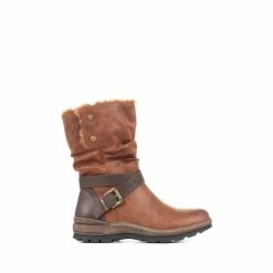 Pavers Slouch Brown Biker Boots