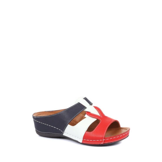 Pavers Blue Wide Fit Wedge Mule Sandals 2 Pavers Blue Wide Fit Wedge Mule Sandals - Image 2