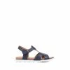 Pavers Blue Wide Fit Leather T-Bar Sandals