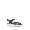 Pavers Blue Ladies Leather Touch Fasten Cut Out Sandals