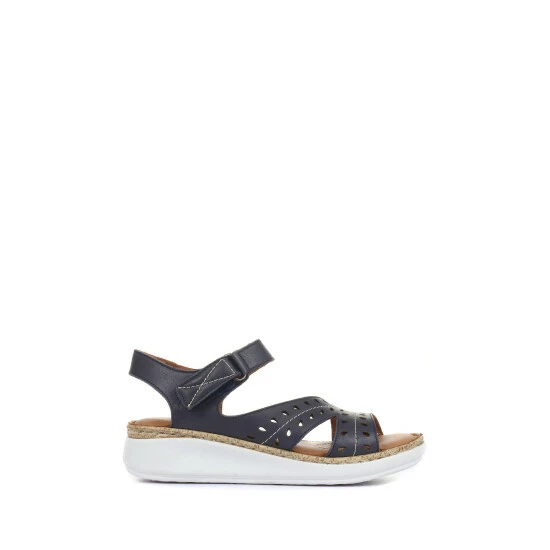 Pavers Blue Ladies Leather Touch Fasten Cut Out Sandals 1 Pavers Blue Ladies Leather Touch Fasten Cut Out Sandals
