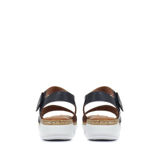 Pavers Blue Ladies Leather Touch Fasten Cut Out Sandals 3 Pavers Blue Ladies Leather Touch Fasten Cut Out Sandals - Image 3